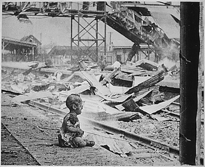 Terrified Child in Shanghai in War Zone, 1937